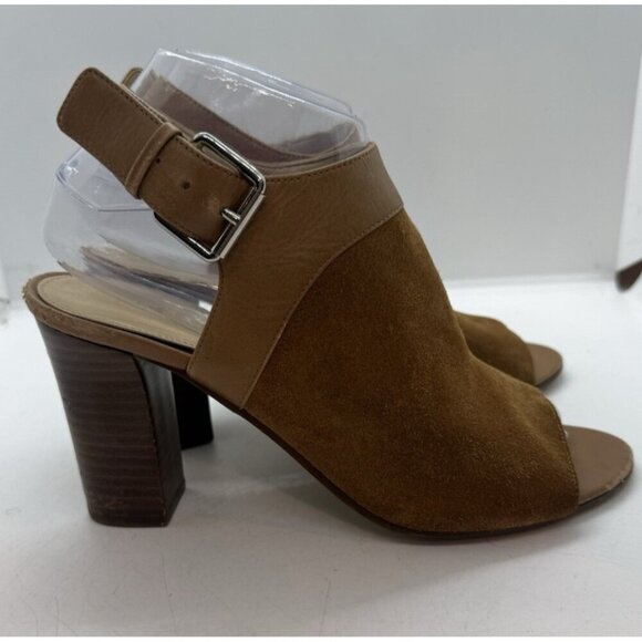 Miss Albright Peep Toe Sling Back Ankle Sandals Brown Leather Women's Sz 8M USA - Picture 1 of 9